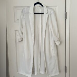white open front blazer